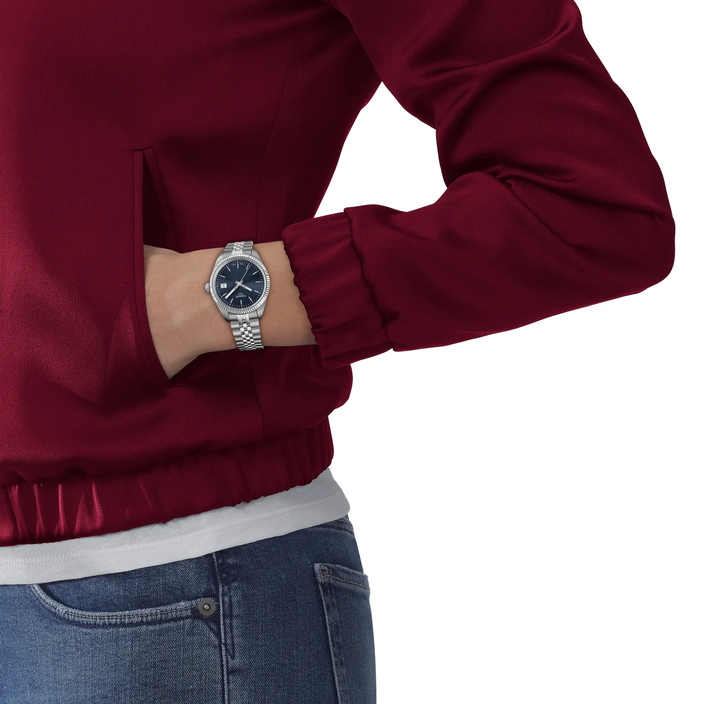 Tissot 34mm Silver Ballade, Night Blue Dial & Bezel, Ladies Bracelet Watch