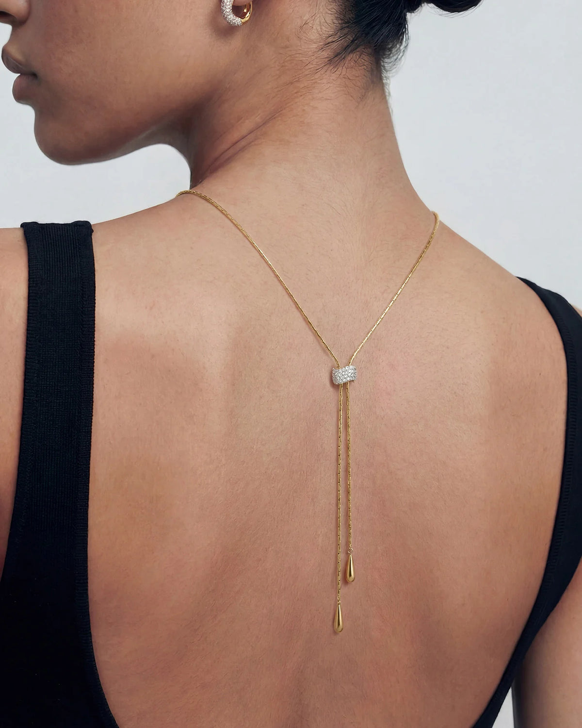 Ania Haie Gold Plated CZ Teardrop Slider Necklace