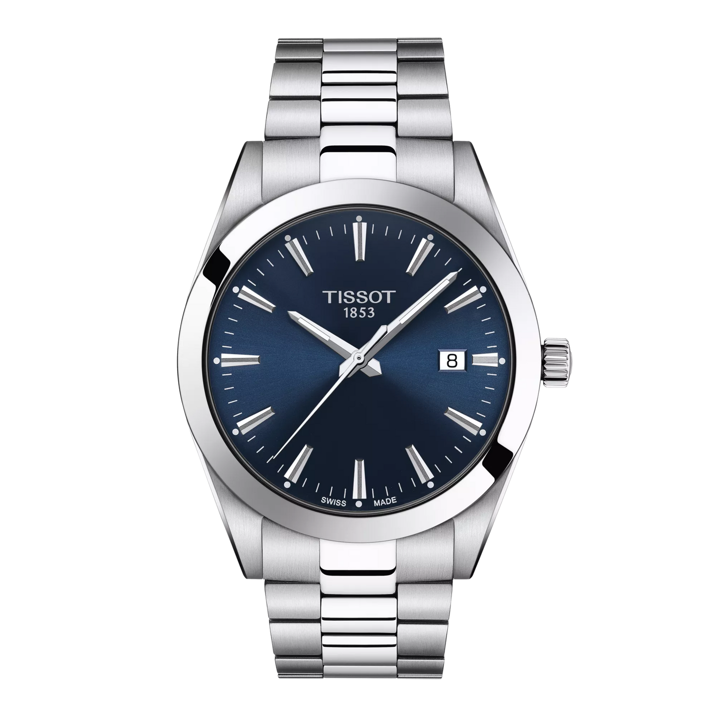 Tissot 40mm Silver Tone Gentleman, Blue & Date Dial, Gents Bracelet Watch