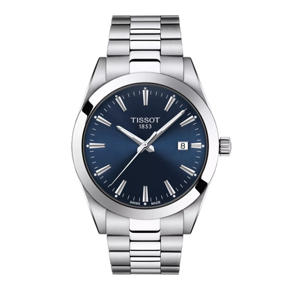 Tissot 40mm Silver Tone Gentleman, Blue & Date Dial, Gents Bracelet Watch