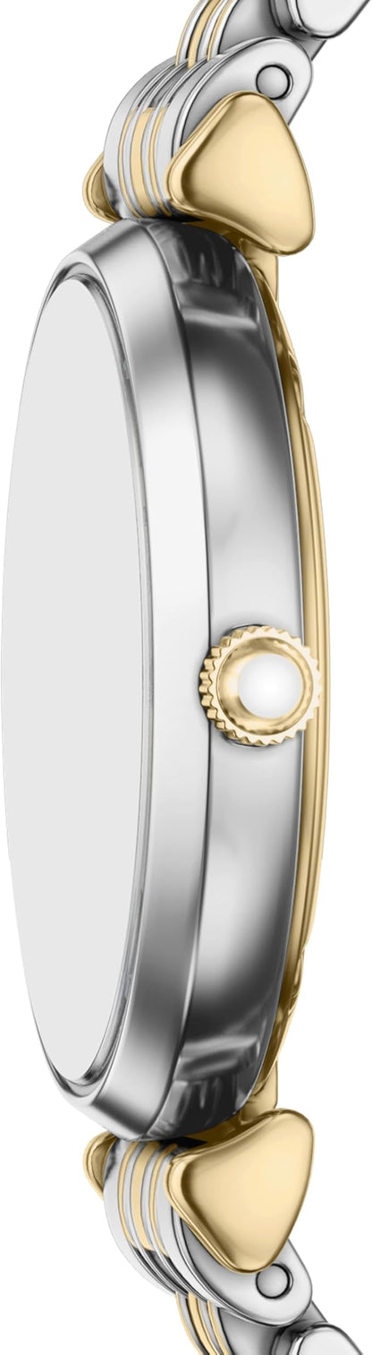 Emporio Armani 28mm Gianni T-Bar Two Tone Mother of Pearl Dial Link Watch