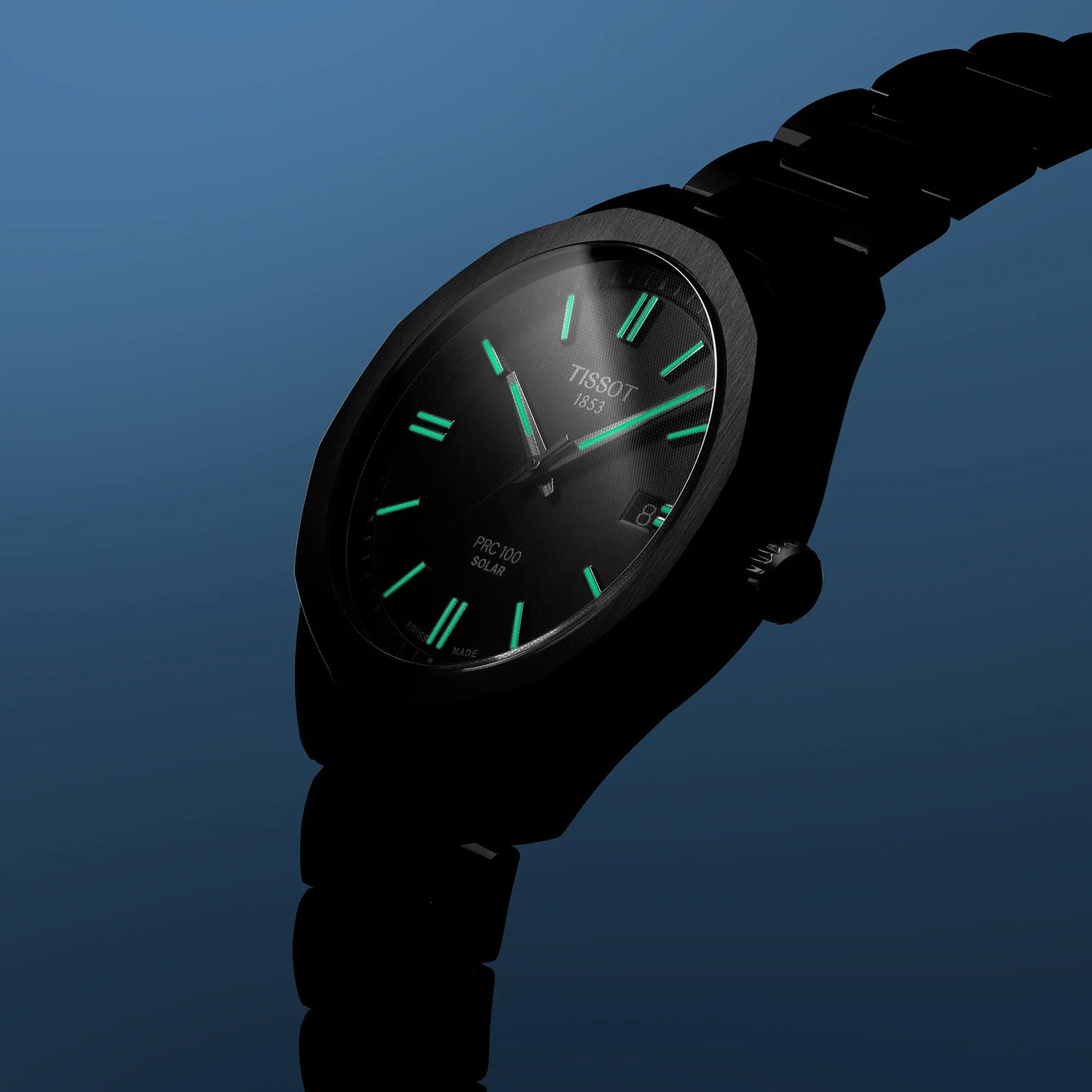 Tissot 39mm PRC 100 Solar, Silver & Date Dial, Bracelet Watch