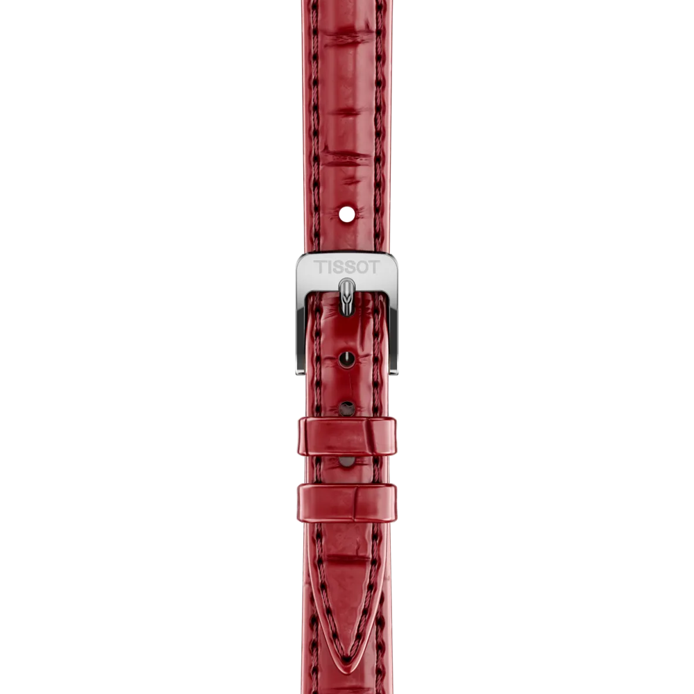 Tissot 30mm Silver SRV, Silver Burgundy Minimalist Dial, Ladies Burgundy Strap Watch