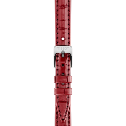 Tissot 30mm Silver SRV, Silver Burgundy Minimalist Dial, Ladies Burgundy Strap Watch