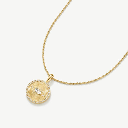 D.LOUISE Yellow Gold Plate Evil Eye Talisman Necklace