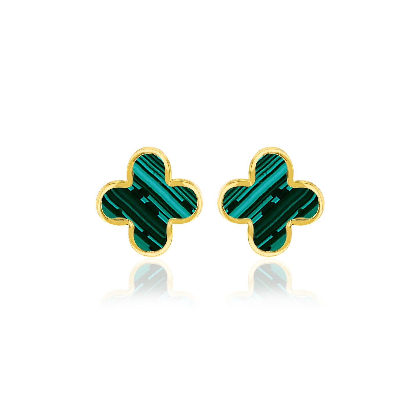18ct Yellow Gold Malachite Petal Earrings