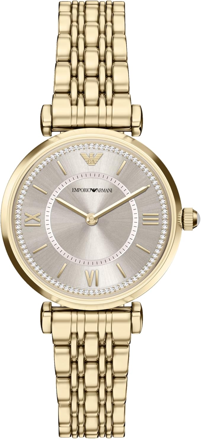 Emporio Armani 32mm Ladies Gianni T-Bar Yellow Gold Tone Bracelet Watch