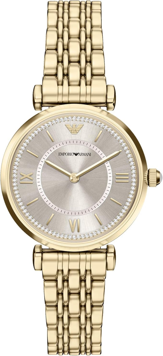 Emporio Armani 32mm Ladies Gianni T-Bar Yellow Gold Tone Bracelet Watch