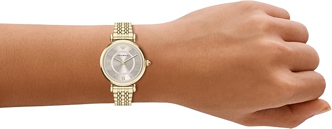Emporio Armani 32mm Ladies Gianni T-Bar Yellow Gold Tone Bracelet Watch