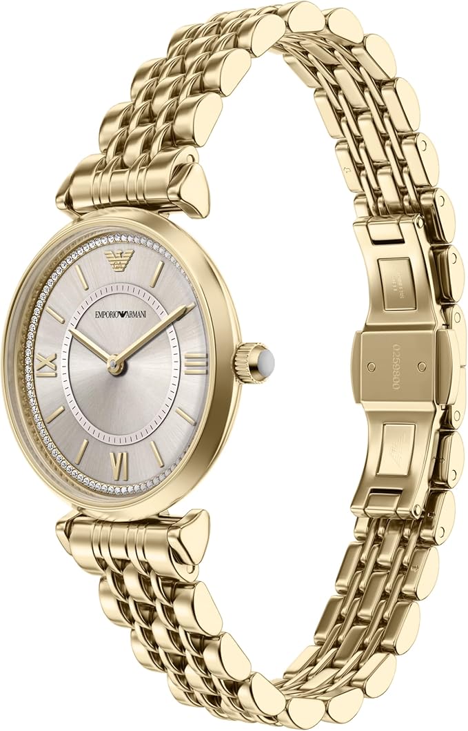 Emporio Armani 32mm Ladies Gianni T-Bar Yellow Gold Tone Bracelet Watch