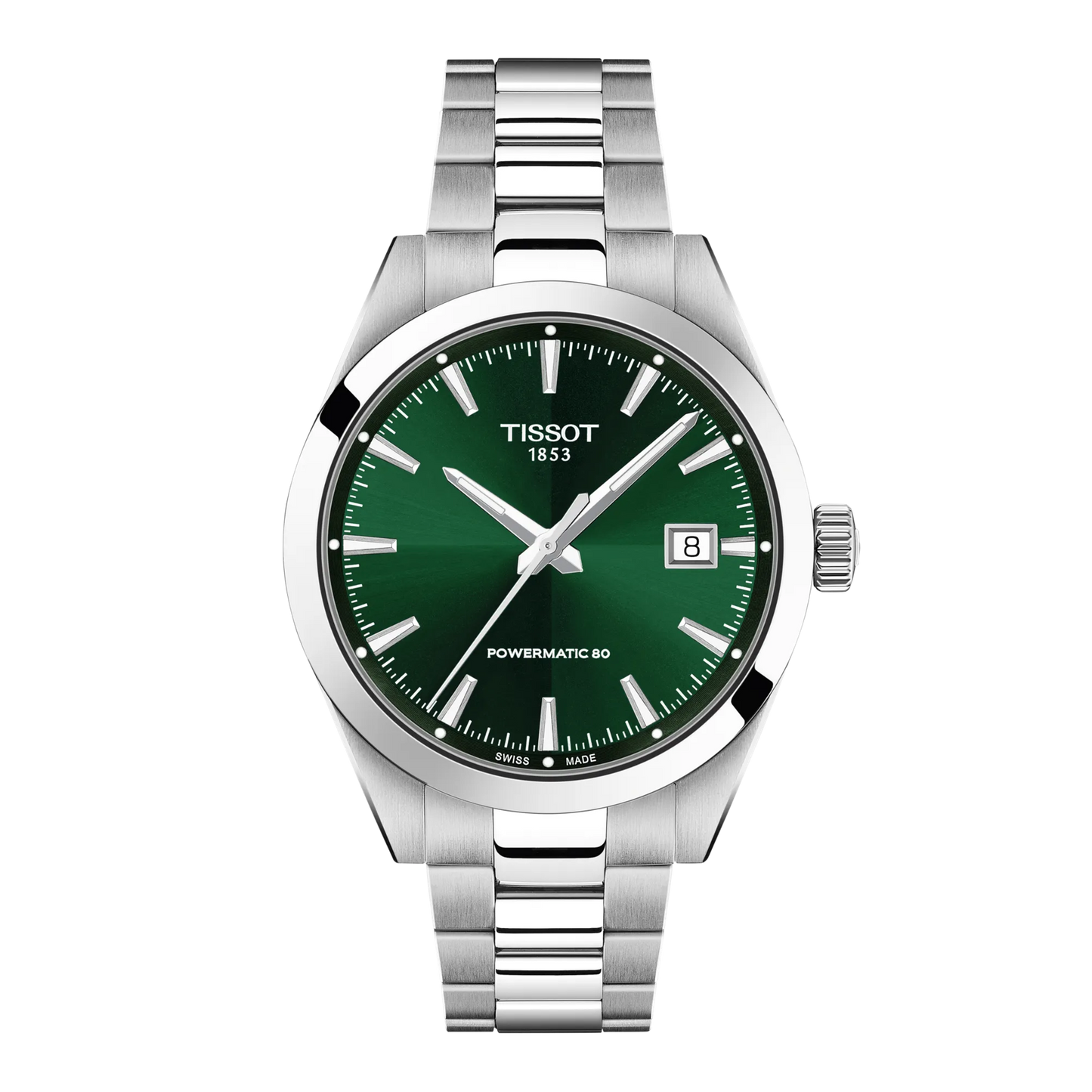 Tissot 38mm Silver Tone Gentleman, Green & Date Dial, Gents Bracelet Watch