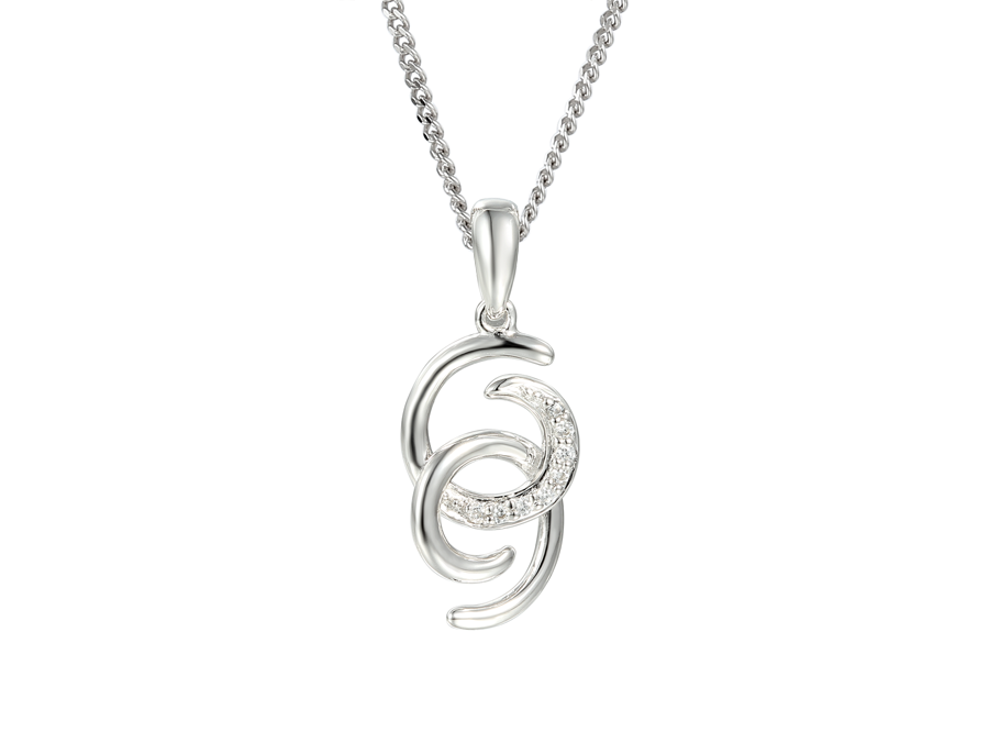 Sterling Silver CZ Detailed Interlinked Necklace