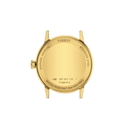 Tissot 42mm Yellow Tone Classic Dream, Vintage Ivory Date Dial, Gents Brown Strap Watch