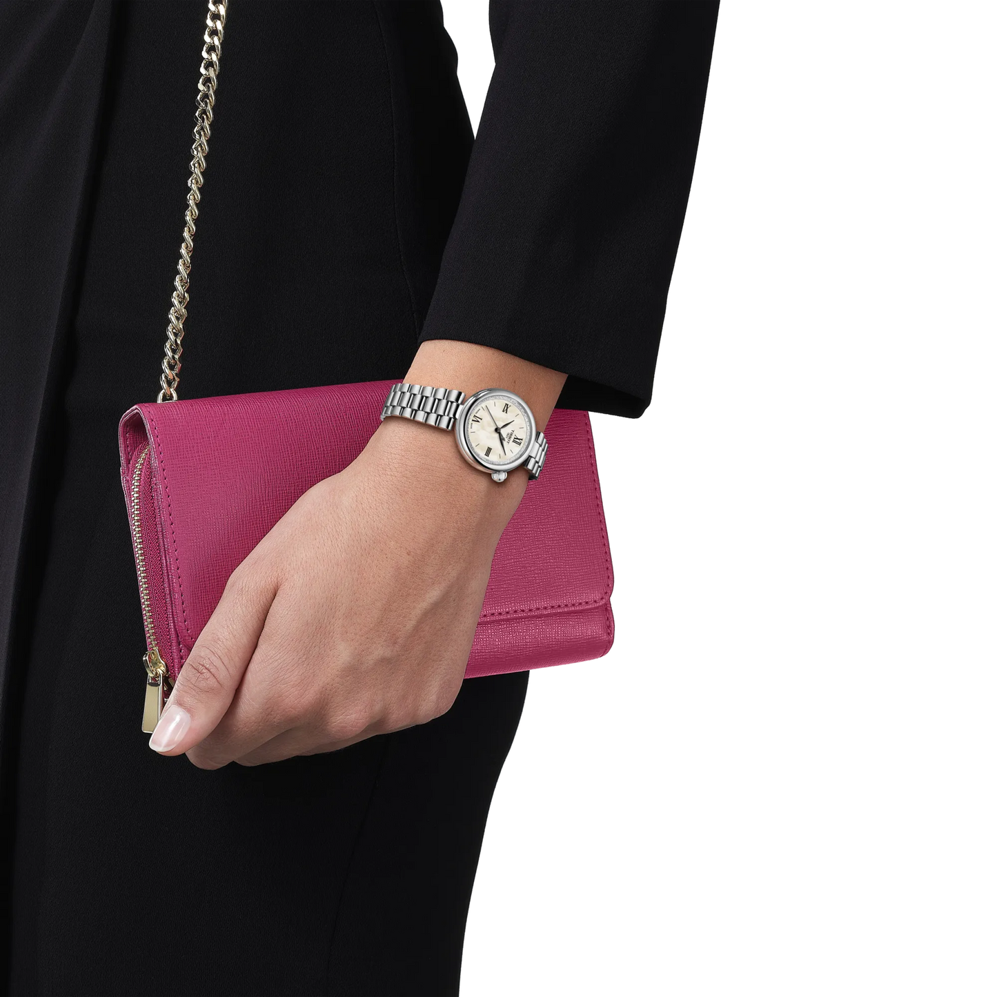 Tissot 28mm Silver Desir, White Mother of Pearl Dial, Ladies Bracelet Watch