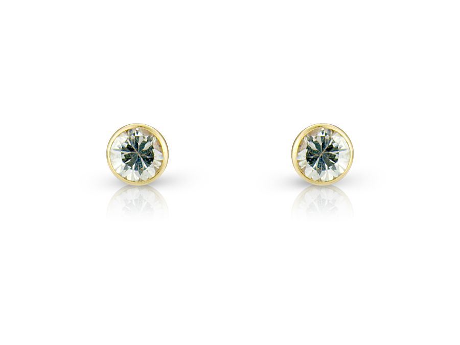 9ct Yellow Gold 4mm Bezel Set CZ Stud Earrings