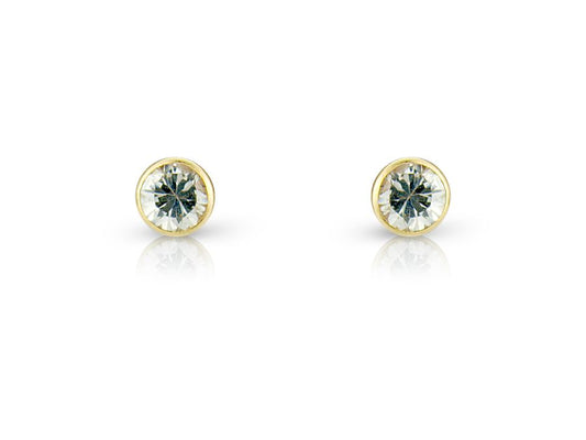 9ct Yellow Gold 4mm Bezel Set CZ Stud Earrings