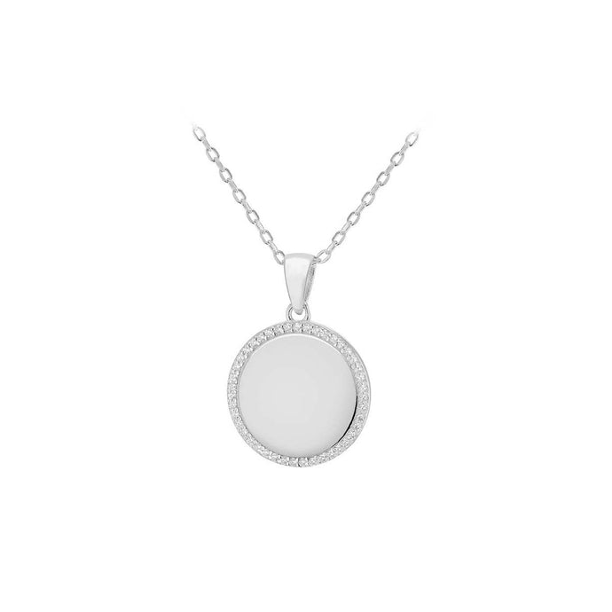 Sterling Silver Personalising Disc & CZ Necklace