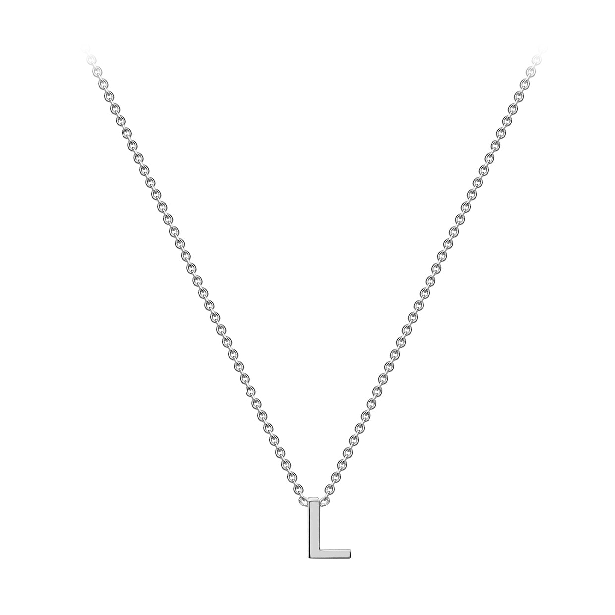 Sterling Silver Rhodium Plated 'L' Initial Necklace