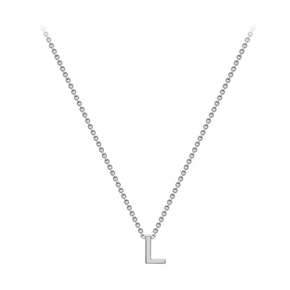Sterling Silver Rhodium Plated 'L' Initial Necklace