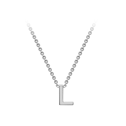 Sterling Silver Rhodium Plated 'L' Initial Necklace
