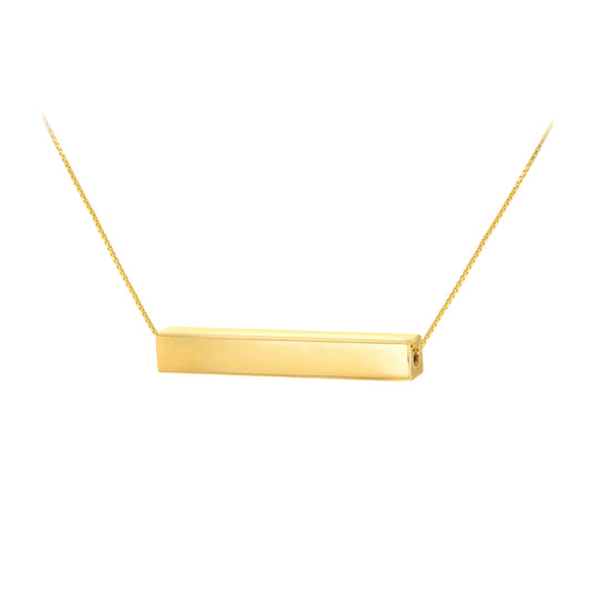 Sterling Silver Yellow Gold Plated Horizontal Bar Personalising Necklace