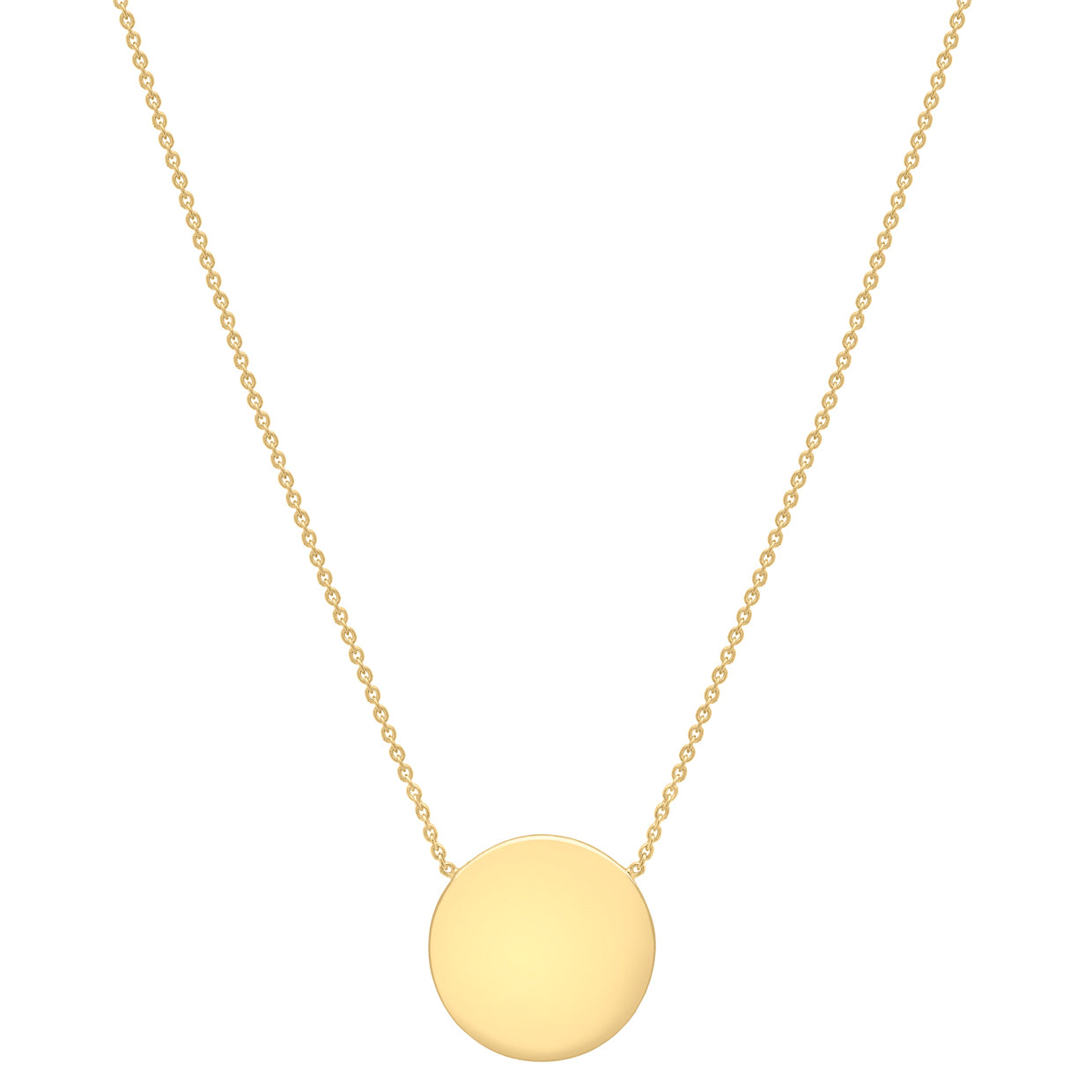Sterling Silver Yellow Gold Plated 15mm Disc Pendant Adjustable Necklace