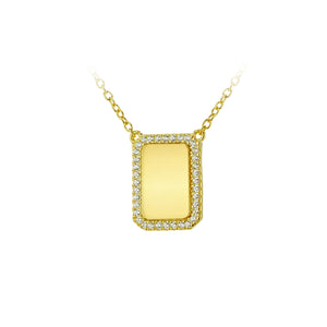 Yellow Gold Plated Personalising Pendant & Set CZ Necklace