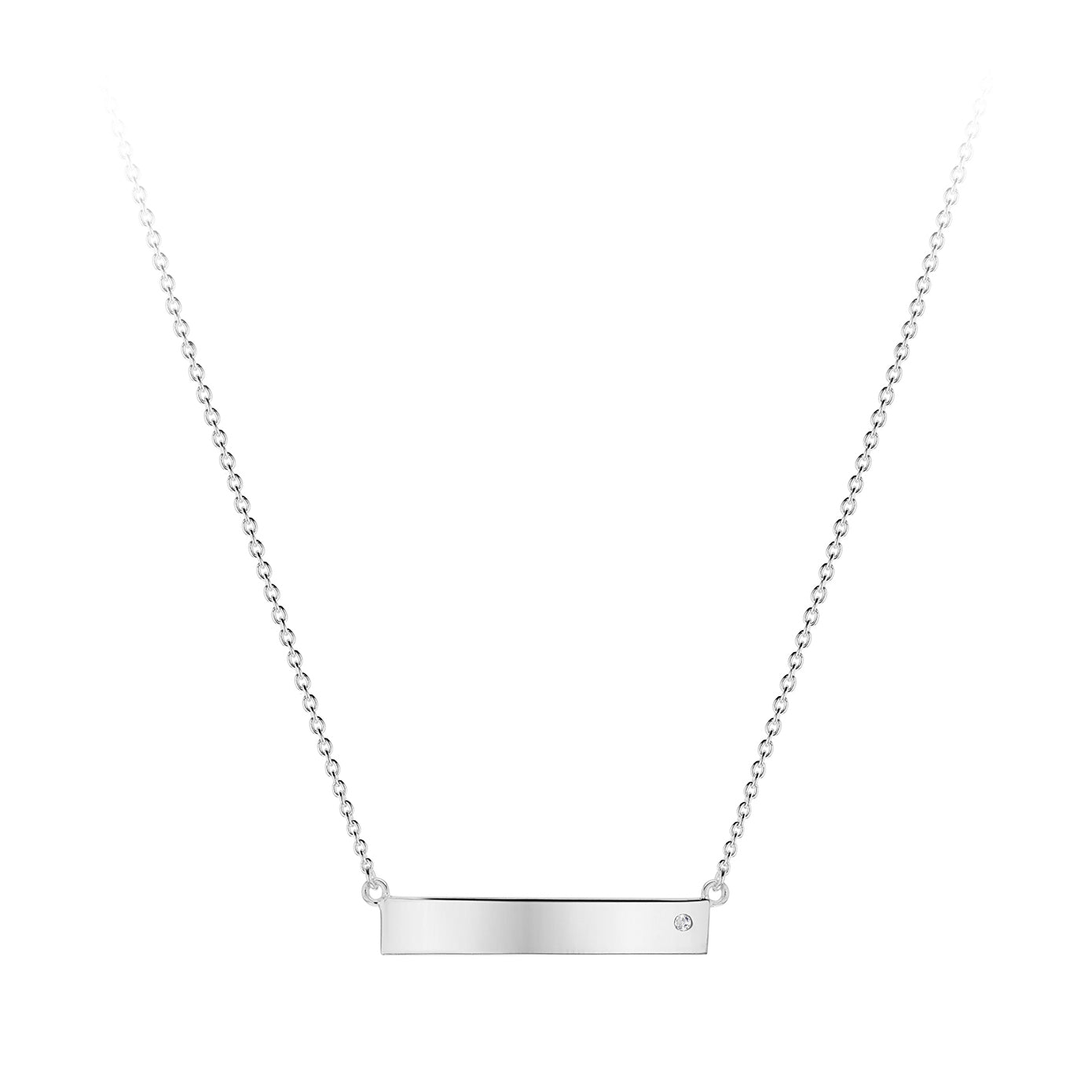 Sterling Silver CZ Horizontal Personalising Necklace