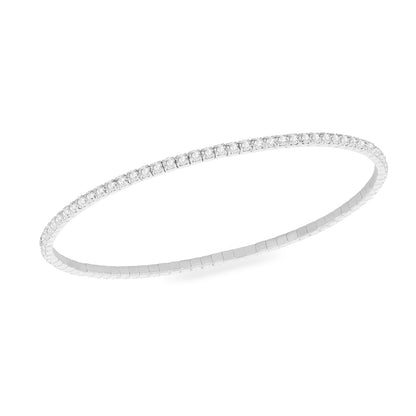 Sterling Silver White Round CZ Stretch Ladies Bracelet