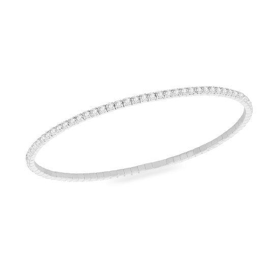 Sterling Silver White Round CZ Stretch Ladies Bracelet