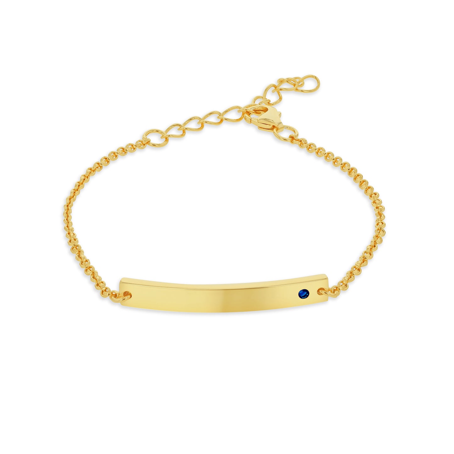 September Yellow Gold Plated Birthstone CZ & ID Plate Bracelet