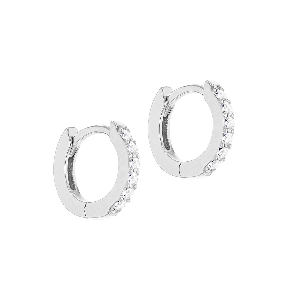Sterling Silver CZ Creole Hoop Earrings