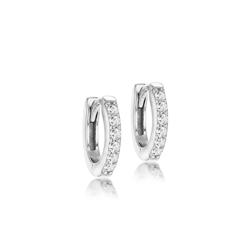 Sterling Silver CZ Creole Hoop Earrings