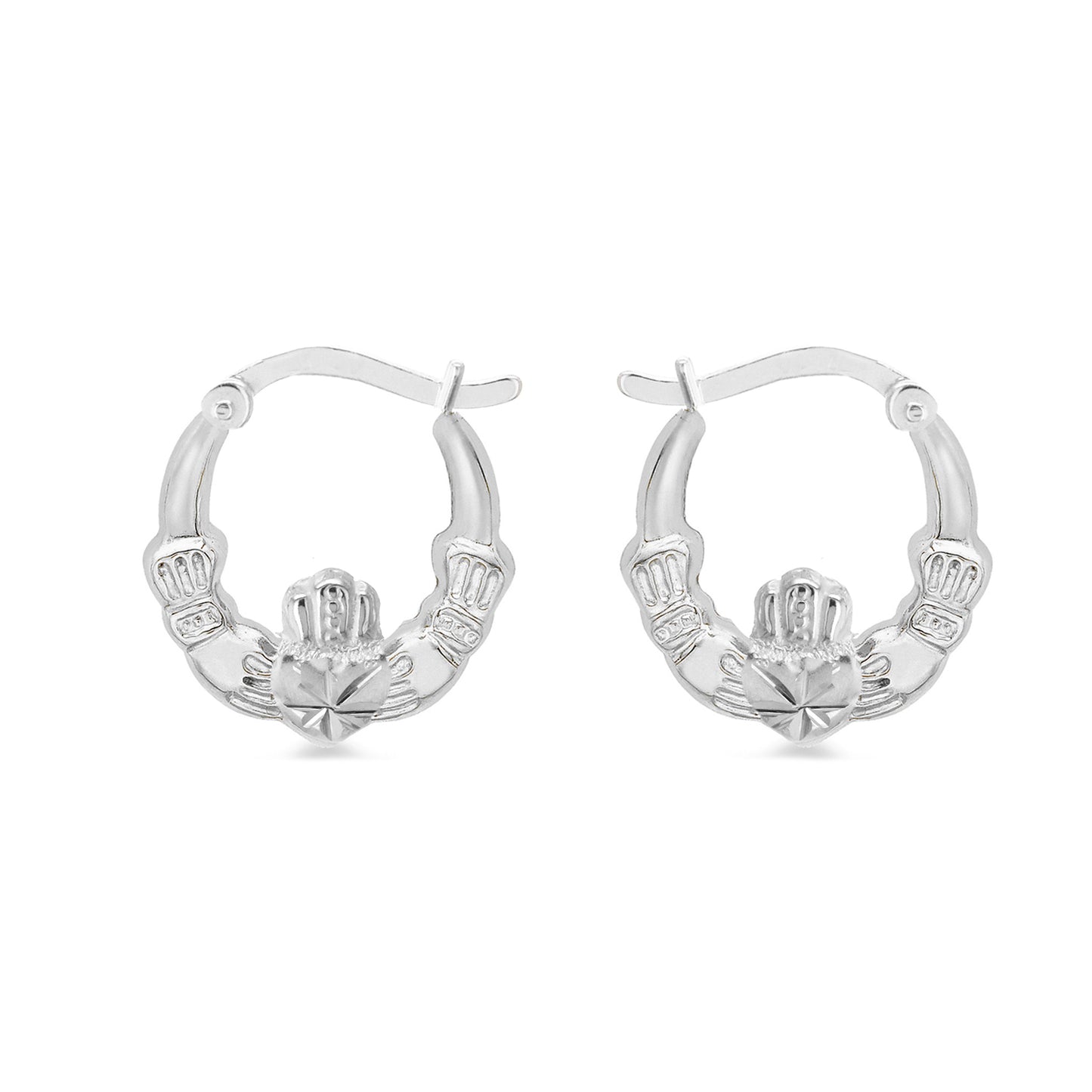 Sterling Silver 21.5mm Claddagh Creole Hoop Earrings