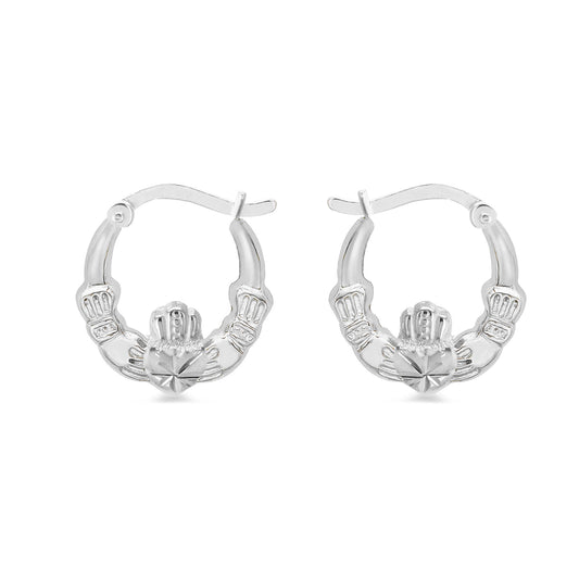 Sterling Silver 21.5mm Claddagh Creole Hoop Earrings