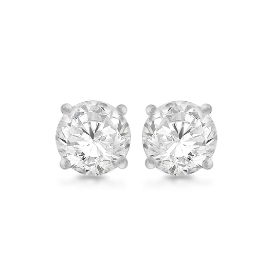 Sterling Silver 5mm Brilliant Round White CZ Stud Earrings
