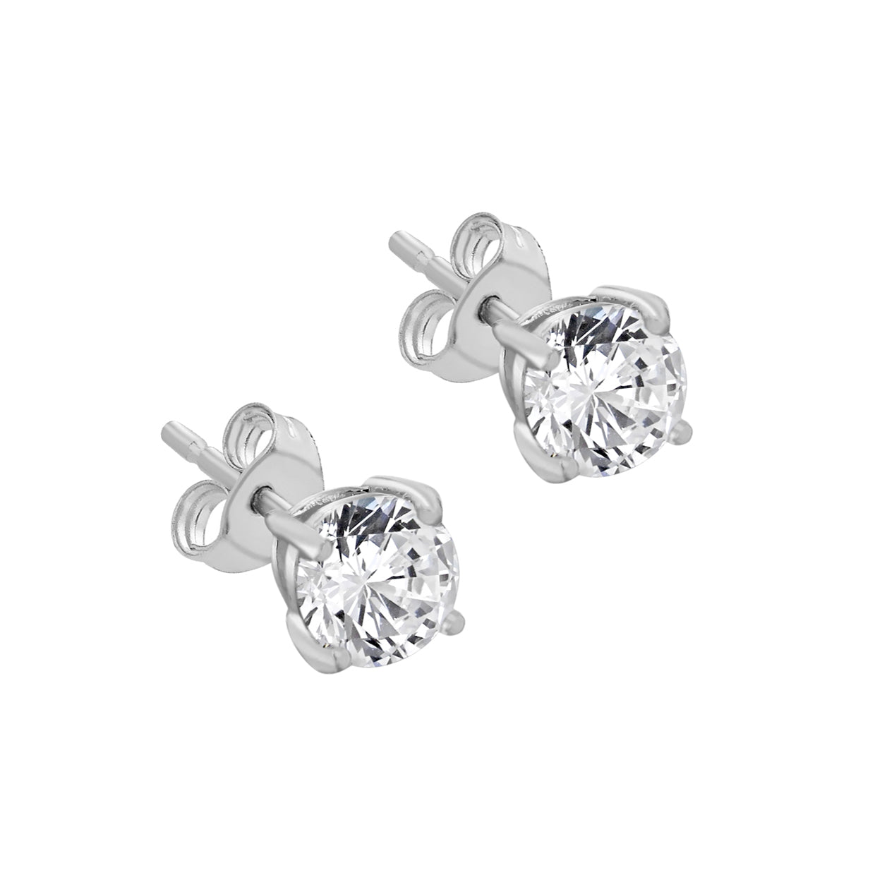 Sterling Silver 5mm Round CZ Stud Earrings