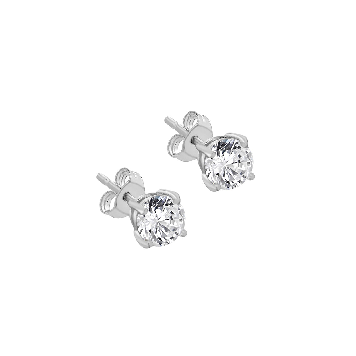 Sterling Silver 3mm Round Solitaire CZ Stud Earrings