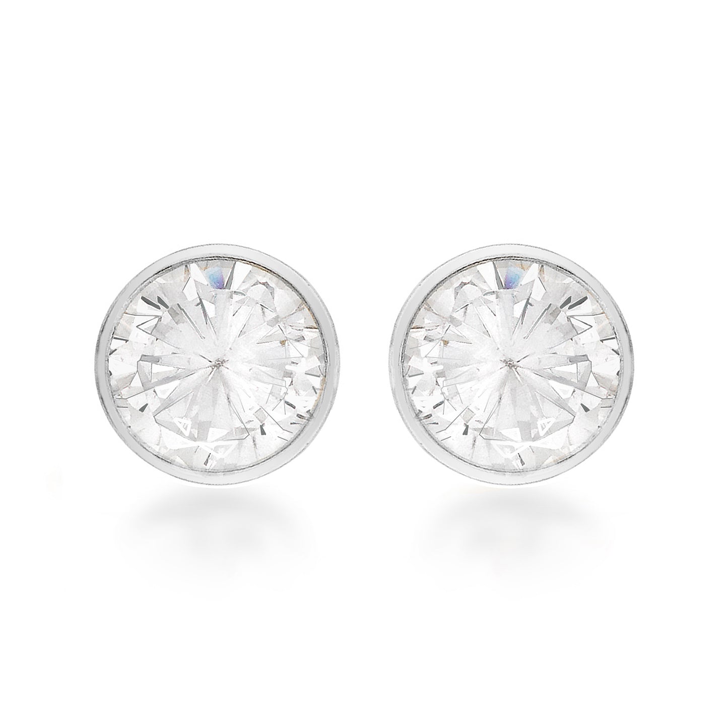 Sterling Silver 4mm Round Bezel Set CZ Stud Earrings