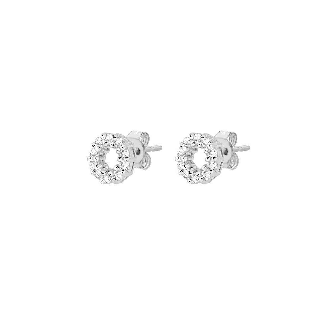Sterling Silver 7mm Circle Pavé CZ Stud Earrings