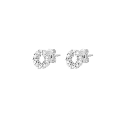 Sterling Silver 7mm Circle Pavé CZ Stud Earrings