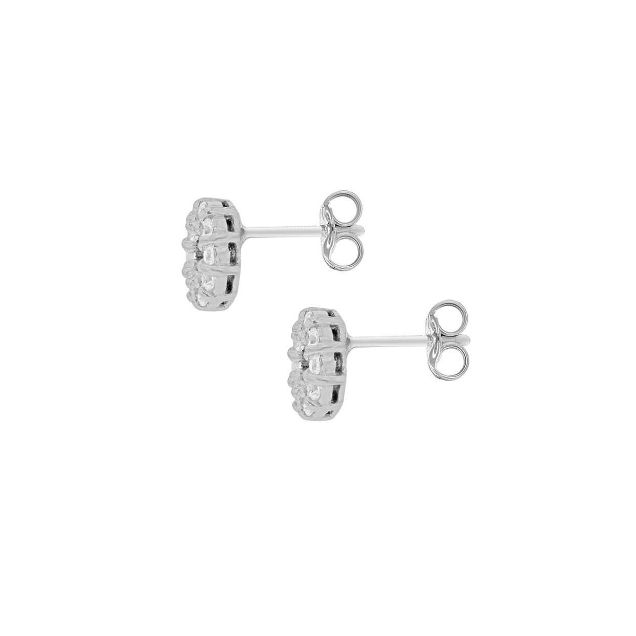 Sterling Silver 7mm Circle Pavé CZ Stud Earrings