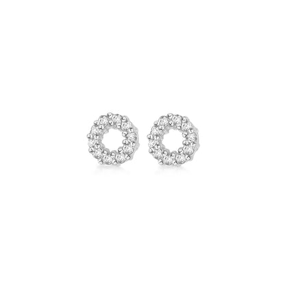 Sterling Silver 7mm Circle Pavé CZ Stud Earrings