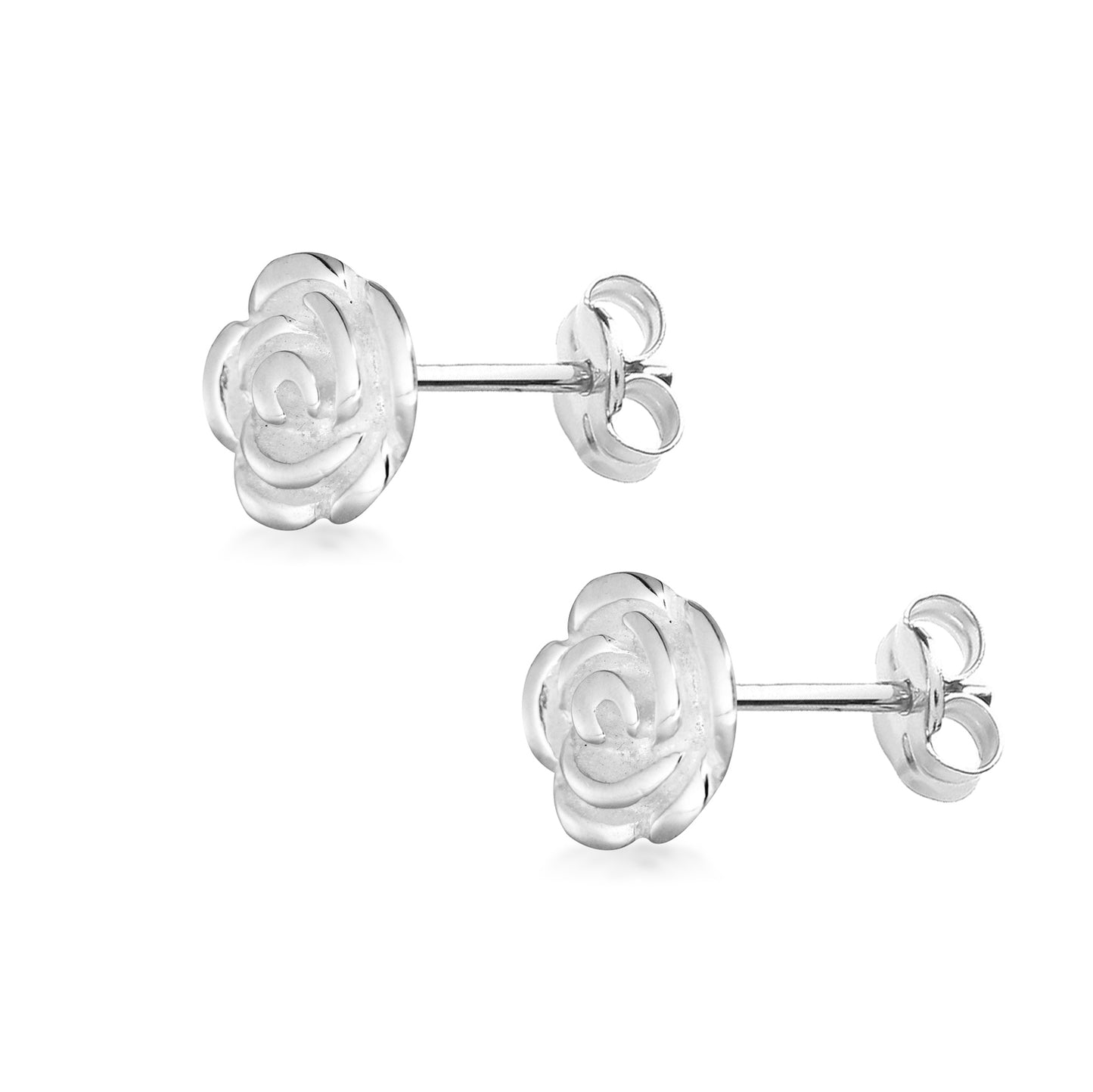 Sterling Silver 8mm Rose Stud Earrings