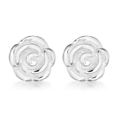 Sterling Silver 8mm Rose Stud Earrings