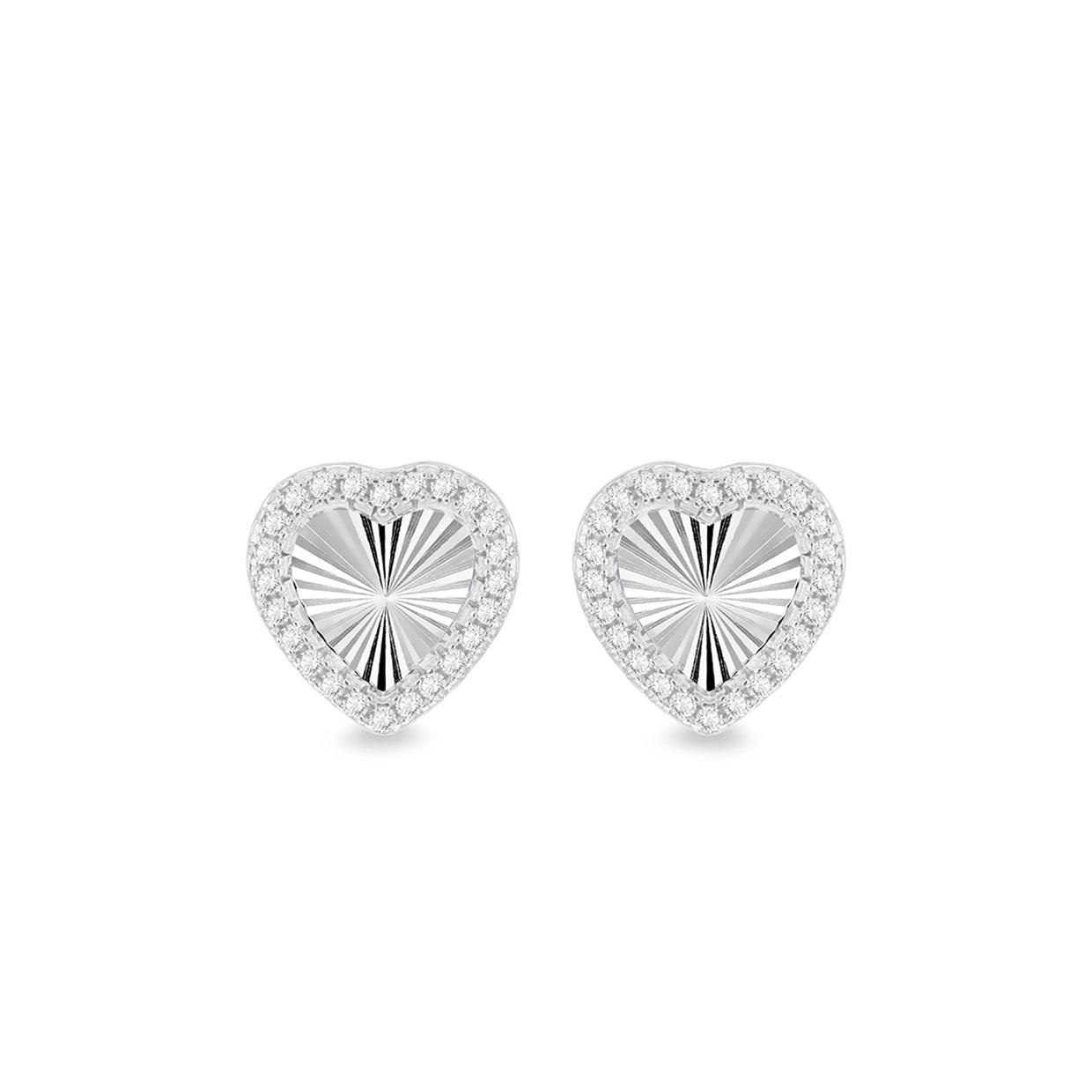 Sterling Silver 11mm Rainbow Heart CZ Stud Earrings
