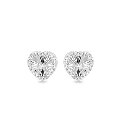 Sterling Silver 11mm Rainbow Heart CZ Stud Earrings