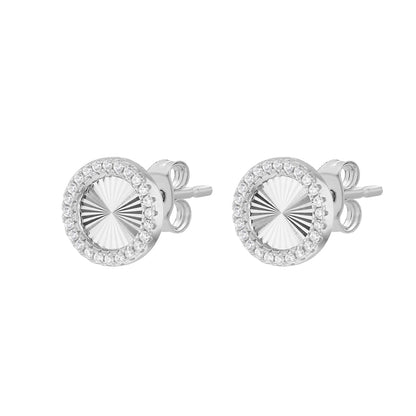 Sterling Silver 11mm Rainbow Circle CZ Stud Earrings