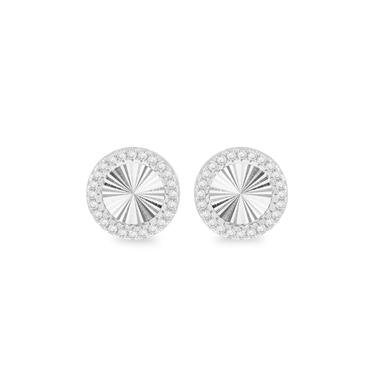 Sterling Silver 11mm Rainbow Circle CZ Stud Earrings