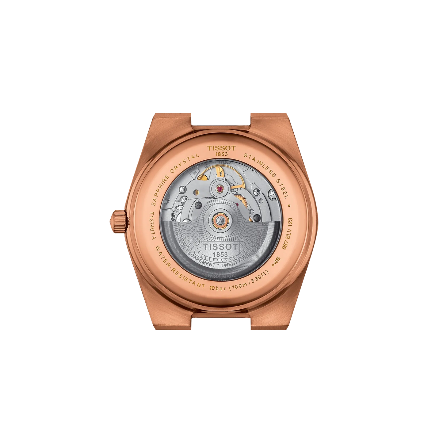 Tissot 40mm Automatic Rose Tone PRX, Blue Guilloché & Date Dial, Gents Bracelet Watch